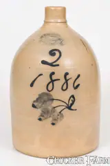 J. Burger, Rare Two-Gallon J. BURGER / ROCHESTER, N.Y. Stoneware Jug w/ Floral Decoration, 1886, 1886, Stoneware