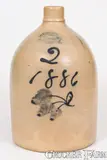 J. Burger, Rare Two-Gallon J. BURGER / ROCHESTER, N.Y. Stoneware Jug w/ Floral Decoration, 1886, 1886, Stoneware