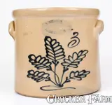 J. Burger, 3 Gal. J. BURGER / ROCHESTER, NY Stoneware Crock w/ Slip-Trailed Foliate Decoration, circa 1885, Stoneware