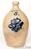 John Burger, 3 Gal. JOHN BURGER / ROCHESTER Stoneware Jug with Floral Decoration, circa 1860, Stoneware