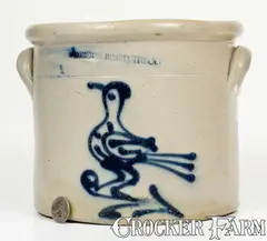 William Roberts, One-Gallon W. ROBERTS / BINGHAMTON, N.Y. Stoneware Bird Crock, circa 1848-1888, Stoneware