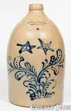 Ballard & Brothers, 3 Gal. BALLARD & BROTHERS / BURLINGTON, VT Stoneware Jug w/ Slip-Trailed Stars, mid 19th century, Stoneware