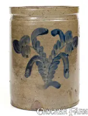 W.B. Kenner, W.B. KENNER / STRASBURG, VA Stoneware Jar w/ Cobalt Clover Decoration, circa 1880, Stoneware