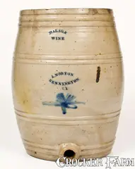 L. Norton, Extremely Rare "MALAGA WINE" Cooler, Stamped "L. NORTON / BENNINGTON, VT" c1828-33, c1828-33, Stoneware