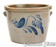 J.M. Hickerson, J.M. HICKERSON / STRASBURG, VA Stoneware Pan w/ Cobalt Floral Decoration, circa 1880, Stoneware