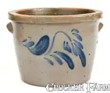 J.M. Hickerson, J.M. HICKERSON / STRASBURG, VA Stoneware Pan w/ Cobalt Floral Decoration, circa 1880, Stoneware