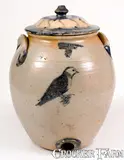 T. Crafts & Co., Very Rare T. CRAFTS & CO. / WHATELY Stoneware Water Cooler w/ Incised Bird, circa 1833-1848, Stoneware
