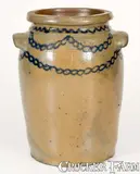 B.C. Milburn, B.C. MILBURN / ALEXA (Alexandria, VA) Stoneware Jar w/ Slip-Trailed Cobalt Decoration