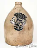 A.O. Whittemore, Rare Three-Gallon A.O. WHITTEMORE / HAVANA. N.Y. Stoneware Jug w/ Cobalt Cornucopia, circa 1870, Stoneware
