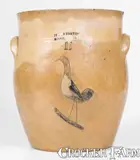 Julius Norton, Extremely Rare JULIUS NORTON / BENNINGTON, VT Stoneware Jar w/ Incised Gamecock Decoration, circa 1841-1844, Stoneware