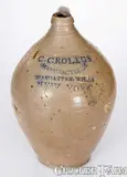 C. Crolius, Early C. CROLIUS / MANUFACTURER / MANHATTAN WELLS / NEW-YORK Stoneware Jug, circa 1800, Stoneware