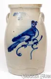 3 Gal. J. & E. NORTON / BENNINGTON, VT Stoneware Bird Churn by J. & E. Norton, circa 1855, Stoneware, sold Nov 2022