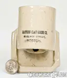 Made By W.R. & Co., Rare Miniature Stoneware Chicken Waterer w/ Boston Advertising, MADE BY W.R. & CO. / AKRON, O., circa 1900, Stoneware