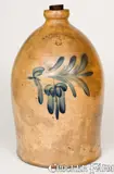 H B. Pfaltzgraff, H. B. PFALTZGRAFF / YORK, PA Stoneware Jug w/ Floral Decoration, circa 1870-1889, Stoneware