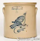 Ottman Bros. & Co., 3 Gal. OTTMAN BRO'S & CO. / FORT EDWARD, NY Stoneware Crock w/ Bird Decoration