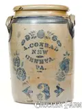 A. Conrad, 3 Gal. A. CONRAD / NEW GENEVA, PA Stoneware Jar w/ Stenciled Floral Decoration, circa 1875, Stoneware