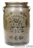 A. Conrad, 6 Gal. A. CONRAD / NEW GENEVA, PA Stoneware Jar w/ Stenciled Rose Decoration, circa 1875, Stoneware
