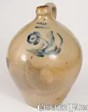 A. Gay, A. GAY / UTICA Ovoid Stoneware Jug w/ Cobalt Floral Decoration, circa 1829, Stoneware