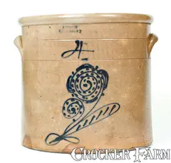 H. Weston, H. WESTON / ELLENVILLE, NY Stoneware Crock w/ Slip-Trailed Decoration, circa 1860, Stoneware