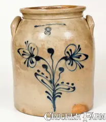 William Roberts, W. ROBERTS / BINGHAMTON, NY Stoneware Jar w/ Slip-Trailed Decoration, circa 1870, Stoneware