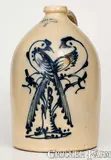 Rare J. & E. NORTON / BENNINGTON, VT Three-Gallon Stoneware Jug w/ Cobalt Double Pheasant by J. & E. Norton, circa 1855, Stoneware, sold Aug 2022