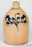 One-Gallon J. & E. NORTON / BENNINGTON, VT Stoneware Jug by J. & E. Norton, circa 1855, Stoneware, sold Aug 2022