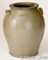 J. Miller, Rare J. MILLER / WHEELING, VA Stoneware Jar, c1830 (now West Virginia), c1830, Stoneware
