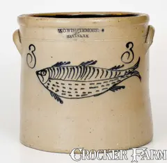 A.O. Whittemore, Outstanding A.O. WHITTEMORE / HAVANA, N.Y. Stoneware Fish Crock, Stoneware
