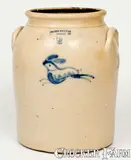 Julius Norton, Fine Two-Gallon JULIUS NORTON / BENNINGTON, VT Stoneware Jar w/ Leaping Rabbit Design, circa 1845, Stoneware