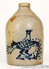 William Roberts, One-Gallon W.ROBERTS / BINGHAMTON, NY Stoneware Bird Jug, circa 1870, Stoneware