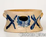 Scarce COWDEN & WILCOX / HARRISBURG, Pennsylvania Stoneware Spittoon w/ Bold X Decorations by Cowden & Wilcox, circa 1865, Stoneware, sold Aug 2022