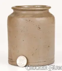H. Glazier, Extremely Rare H. GLAZIER / HUNTINGDON, PA Small-Sized Stoneware Jar, circa 1831-1854, Stoneware