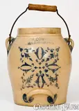 F.H. Cowden, F. H. COWDEN / HARRISBURG, PA Stoneware Batter Pail w/ Elaborate Stenciled Decoration