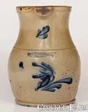 One-Gallon COWDEN & WILCOX / HARRISBURG, PA Stoneware Pitcher by Cowden & Wilcox, circa 1865, Stoneware, sold Aug 2022