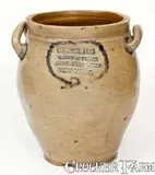 C. Crolius, Rare C. CROLIUS / MANUFACTURER / MANHATTAN WELLS / NEW-YORK Stoneware Jar, early 19th century, Stoneware