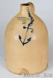 S.B. Bosworth, Rare S.B. BOSWORTH / HARTFORD, CT Two-Gallon Stoneware Jug w/ Cobalt Anchor Decoration, circa 1880-1890, Stoneware