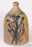 D.W. Graves, D.W. GRAVES / WESTMORELAND, New York Stoneware Jug w/ Elaborate Cobalt Decoration, circa 1860, Stoneware