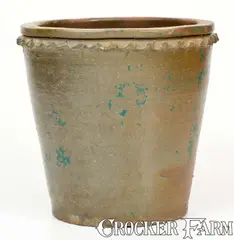 J. Eberly & Bro, Rare J. EBERLY & BRO. / STRASBURG, VA Stoneware Flowerpot w/ Crimped Rim, circa 1885, Stoneware