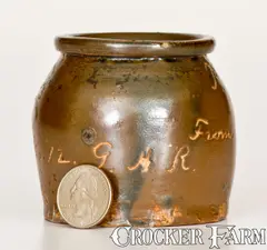 Gar, Unusual GAR / Buckingham Post No. 12 Miniature Stoneware Jar, 1883, Stoneware