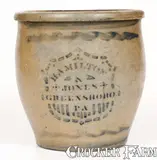 Hamilton & Jones, One-Gallon HAMILTON & JONES / GREENSBORO, PA Cobalt-Decorated Stoneware Jar