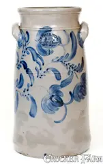 Hamilton & Co., Rare and Fine HAMILTON & CO. / Greensboro / PA Four-Gallon Churn w/ Elaborate Decoration, circa 1860, Stoneware