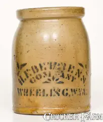 Herbert Behrens, Small-Sized H. F. BEHRENS / COMPANY / WHEELING, W. VA Stoneware Canning Jar, circa 1880, Stoneware