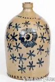 A. K. Ballard, Exceptional A. K. BALLARD / BURLINGTON, VT Stoneware Jug w/ Elaborate Stars Decoration, circa 1870, Stoneware