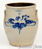 Scarce J. & E. NORTON / BENNINGTON, VT Four-Gallon Stoneware Jar w/ Cobalt Date by J. & E. Norton, circa 1855, Stoneware, sold Aug 2022