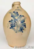 Wm. Moyer, Exceptional Four-Gallon WM. MOYER / HARRISBURG, PA Stoneware Jug, circa 1858-1861, Stoneware