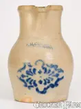 F.H. Cowden, One-Gallon F.H. COWDEN / HARRISBURG, PA Stoneware Pitcher w/ Stenciled Decoration