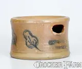 Rare COWDEN & WILCOX / HARRISBURG, PA Stoneware Spittoon w/ Slip-Trailed Foliate Decoration by Cowden & Wilcox, circa 1865, Stoneware, sold Apr 2022