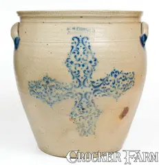 F.H. Cowden, Monumental Large-Sized F. H. COWDEN / HARRISBURG, PA Stoneware Jar w/ Stenciled Decoration, circa 1880, Stoneware