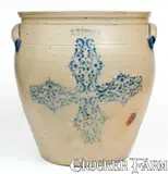 F.H. Cowden, Monumental Large-Sized F. H. COWDEN / HARRISBURG, PA Stoneware Jar w/ Stenciled Decoration