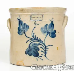 M. Woodruff, M. WOODRUFF / CORTLAND, New York Four-Gallon Stoneware Crock, circa 1867-1869, Stoneware